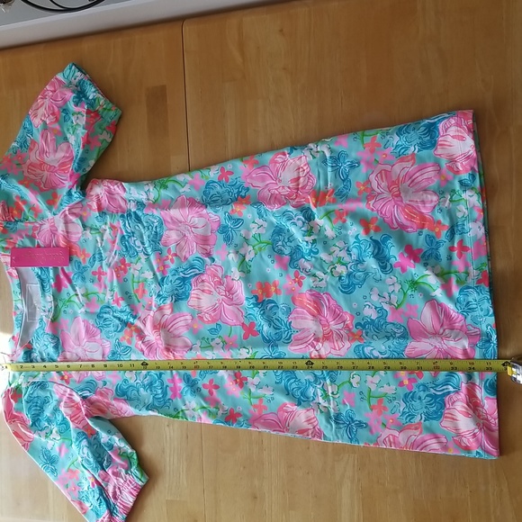 Lilly Pulitzer Cayce Short Sleeve Dress in Surf Blue Luscious Lions - Picture 14 of 16